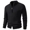 Suéter Masculino Bestseller Outono/Inverno Cardigã com Zíper Completo Malha Casual Gola Alta Texturizado Grosso Jaqueta de Manga Longa para Homens