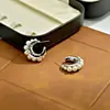 Pendientes de moda, sencillos, vintage, elegantes, de alta gama con perlas, turquesa natural y diseño de cristal rojo, pendientes en forma de C para mujer