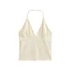Camisola Sexy de Cuello Halter Ajustable con Escote en V para Mujer, Diseño de Verano, Corte Ajustado, Espalda Bonita, Sin Mangas, Moderna