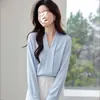 Camisa de Cetim Branca Elegante com Decote V para Mulheres, Manga Longa, Solta, Emagrecedora, Temperamento Profissional, Top Feminino, Primavera/Outono 2026