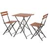 Mesa y silla pequeña para balcón, ideal para patio exterior, terraza de ocio, mesa de centro plegable de madera maciza y silla, conjunto combinado de tres piezas