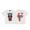 VLONE FOG Trendy Brand Big V Mother Logo Cherry Blossom Manga curta Esboço Bordado Lip Print Graffiti Print Camiseta