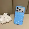 Funda de teléfono azul gema con lunares y corazón de diamante electrochapado adecuada para iPhone 17 Pro Max