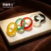 Anel Ba Liao de Calcedônia Natural Multicor Acessórios Joias de Mão Femininas Ornamentos Anel de Corrida Wenwan Masculino e Feminino Venda Quente Atacado