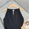 En stock haveriHa [Serie] Diseño Nicho Joker Temperamento Clásico Slim Trapeador Vestido Negro Textura