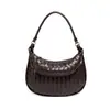 Bolso de media luna retro de moda, diseño simple, tejido a mano, para hombro, debajo del brazo, para el trabajo