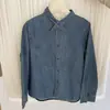 Camisa de Mezclilla Lavada Cepillada con Lazo Pequeño, Estilo Coreano, Nueva Colección de Primavera Retro para Mujer, Corte Holgado, Top Interior de Capa