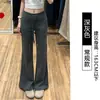 Calça Esportiva Estilo Americano Micro Flare para Mulheres, Outono, Cintura Alta, Caimento Fluido, Cordão, Emagrecimento, Calça Casual, Calça Flare Solta, Calça Comprida