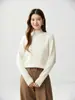 Otoño e Invierno Nuevo Suéter de Cachemira con Botones de Flor de Cuello Semi-Alto para Mujer, Jersey Grueso de Manga Larga, Ropa de Punto Base para Mujer