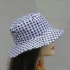 Sombrero Ala Ancha para Mujer Primavera y Otoño Cuadros Doble Cara Usable Tela Sombrero de Pescador Sombrero Cubeta Plegable Sombrero de Sol para Exteriores