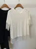 Nueva Moda Verano 2026 Camiseta de Encaje de Manga Corta para Mujer, Diseño Francés, Corte Ajustado, Única y Exquisita