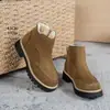 Nova coleção outono e inverno: botas de neve com forro de fleece, cor cáqui, acabamento fosco, sola grossa, zíper lateral e forro de pelúcia, botas femininas, para vendas transfronteiriças na UE