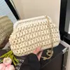 Bolso Tejido Francés, Bolso de Playa Estilo Vacaciones Junto al Mar para Mujer, Bolso Cruzado de Paja con Cadena de Textura de Alta Gama Hecho a Mano para Exportación
