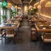 Nova Mesa e Cadeiras para Hot Pot Estilo Wabi-Sabi Chinês Fogão de Indução Integrado Restaurante Self-Service Espetos para Churrasco Restaurante de Arroz Cadeiras de Madeira Maciça