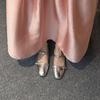 A Irmãzinha de Han Feng ~ Sapatos Mary Jane Redondos de Couro Prata Primavera 2025 Salto Baixo Grosso Sapatos Simples de Couro Tamanho Feminino Tamanho