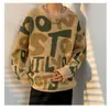 Suéter Casual de Punto Grueso de Moda Otoño Invierno Estilo Perezoso Retro Suéter Holgado Moda Estilo Japonés Chaqueta