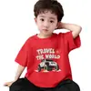 Camiseta Base Infantil de Algodão Puro, Manga Curta, Gola Redonda, Estilo Coreano, Soltinha e Fina para Meninos, com Estampa Estilosa