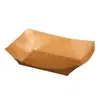 Caja de embalaje desechable de papel kraft con forma de barquito para snacks comerciales, papas fritas, brochetas fritas, barbacoa, bandeja abierta, pollo frito