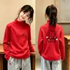 Nueva Capa Interior Otoño/Invierno para Niños Medianos y Grandes, Felpa Térmica, Estilo Coreano, Moderno, Dibujos Animados, Elegante, Manga Larga, Camiseta Base Casual para Niñas
