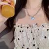 Collar de Corazón Doble Capa Dulce y Fresco Estilo Americano Venta al por Mayor Tendencia de Ins Diseño de Moda Empalmado Cadena Larga para Clavícula de Sudadera