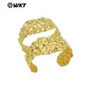 WT-B675 Pulsera Grande Exquisita Vintage Latón Chapado en Oro de 18k Abierta Ajustable Joyería para Hombres y Mujeres
