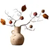 Vaso de cerâmica vintage rachado, cerâmica artesanal, estilo rústico, com duas alças, vaso decorativo para rooms decoradas