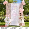 Suprimentos de decoração de cena de aniversário ao ar livre, tecido de fundo estilo ins, adereços de foto para meninas, tecido de fundo de malha decorativo para pendurar