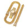 Relógio da Moda e Personalizado Estilo Hip-Hop Cravejado de Diamantes + Pulseira + Colar Conjunto de Três Peças Moda Europeia e Americana Masculino