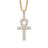 Cadena cubana de circonitas de 4 mm Colgante de cruz Anka egipcia de circonitas micro incrustadas hip hop europeo y americano collar para hombre