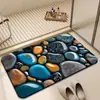 Tapete de Piso de Tierra de Diatomeas con Diseño 3D de Concha Marina y Estrella de Mar, Fuerte Absorción de Agua, Secado Rápido, Antideslizante, Tapete de Baño Colorido para la Entrada del Baño