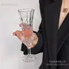 Estilo Ins Restaurante de Celebridad de Internet Vidrio Tallado en Relieve Diamante Retro Alto Valor de Color Copa de Champán de Pie Alto Copa para Beber Jugo
