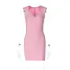 Vestido Sexy Bodycon de Color Sólido, Ajustado, sin Mangas, con Escote en V, Cremallera y Tirantes para Mujer - Lo Más Vendido Nuevo en Amazon Transfronterizo