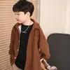 Camisa de Cuadros para Niños Niños Primavera y Otoño Camisa de Terciopelo de Manga Larga para Niños Ropa Moderna para Niños Chaqueta Casual de Estudiante Ropa de Primavera
