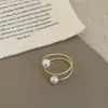 Anillo delgado multicapa con sentido del diseño, anillo de perlas, personalidad femenina, único, nicho, exquisito, moda, para el trabajo, pendientes versátiles, pendientes