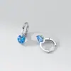 Brincos Redondos de Prata de Lei S925 Nalan com Diamante Azul, Luxo Leve, Estilosos, Design Exclusivo M08005