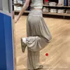 Pantalones de linterna grises plisados voluminosos para mujer, estilo fino de verano, diseño petite, pantalones casuales, pantalones de pierna ancha holgados de cintura alta