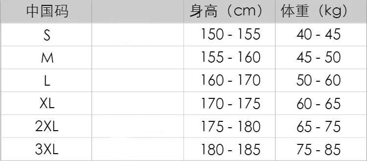T恤尺码表