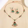 Design em Forma de Leque de Luxo Leve Zircônia Microincrustada Turquesa Moda Versátil para Conjunto Diário Versátil Fábrica de Origem Colar Feminino