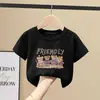 2544 # Camiseta de Manga Curta para Meninas Verão 2025 Novo Estilo Algodão Puro Desenho Animado Crianças Médias e Grandes Solta Gola Redonda Camiseta