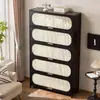 Cómoda Negra Estilo Mediados de Siglo Gabinete de Almacenamiento para Sala de Estar Dormitorio Gabinete de Almacenamiento Estantería Gabinete de Entrada Gabinete Estrecho Alto Multicapa