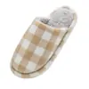 Pantuflas de Algodón a Cuadros Retro para Mujer, Otoño e Invierno, Calientes con Felpa Adicional, Ropa de Casa para Parejas, Suela Suave, Antideslizantes, Antibacterianas para el Suelo