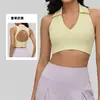 Colete de Yoga de Alta Qualidade com Gola Polo e Bojos, Não Precisa Usar Sutiã, Sutiã Esportivo com Design Vazado nas Costas, Colete Fitness