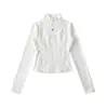 Top Deportivo de Yoga y Fitness Estilo Chica Caliente Estilo Americano Nuevo para Primavera y Otoño 2026 Chaqueta de Manga Larga con Cuello Alto y Cremallera Corta para Mujer