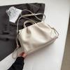 Bolsa Tote Plissada Feminina Outono 2025 Nova Macia Casual Estilo Coreano Nicho Ombro Portátil Transversal Bolsa Saco