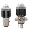 Faro de Motocicleta H4 Ba20D Tres Garras Blanco y Amarillo Luz de Coche Eléctrico Luz Alta y Baja Foco Integrado Modificación de Dos Colores
