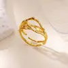 Anillo Transfronterizo Nuevo de Acero Inoxidable Chapado en Oro de 18K con Circonita de Colores para Mujer, Versátil, Sencillo y Elegante, Anillo de Segunda Mano
