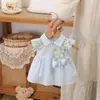 Macacão Vestido Tulipa Flor de Pérola Doce e Fofo Verão Manga Curta Classe A Macacão Completo Roupa de Verão para Bebê Princesa