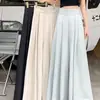 Calça Plissada Fina Feminina Primavera/Verão 2024 Cintura Alta Drapada Emagrecedora Casual Tendência Saia