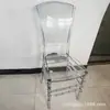 Silla de plástico transparente estilo bambú para banquetes de bodas de hotel, silla de banquete simple de acrílico cristalino Napoleón para exteriores