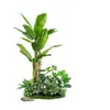 Combinação Paisagística de Plantas Artificiais Verdes Estilo Tropical com Vasos para Escadas Internas e Varandas, Plantas Verdes Grandes para Decoração de Casa, Sem Manutenção